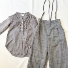 130cm GROBAL WORK チェック柄 シャツ サロペット
