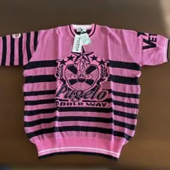 PAGELO ピンク/黒 ストライプ ニット Mのサムネイル