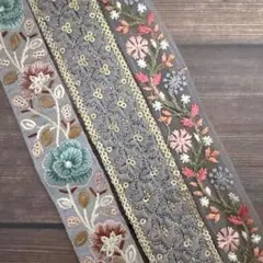 262.インド刺繍リボン 1m50cm×3本セット