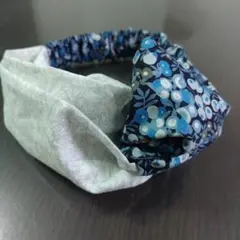 花柄ネイビー・ホワイトヘアバンド13