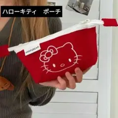 Sanrio　ハローキティ　コーデュロイポーチ　レッド