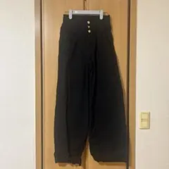 ハイウエスト ワイドパンツ ブラック レディース 黒 きれいめ カジュアル