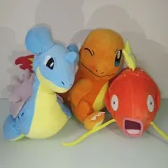 ポケットモンスターぬいぐるみセット（中型） ヒトカゲ　コイキング　ラプラス