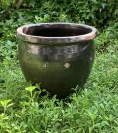 ヴィンテージ ☆骨董 睡蓮鉢 メダカ鉢 水鉢 インテリア　壺 かめ北欧 高さ25