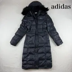 adidas　ロング　フード付きダウンコート　黒　ファー　L 防寒　スポーツ観戦