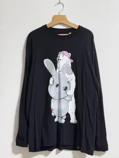 go slow caravanラッピーコラボ　クマT 長袖カットソー ブラックのサムネイル