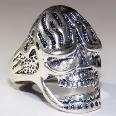 送料無料　スカル　ドクロ　リング　指輪　22号　メンズ　人差し指　炎