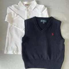 ラルフローレン　ベスト　ミキハウス　白ポロシャツ　セット