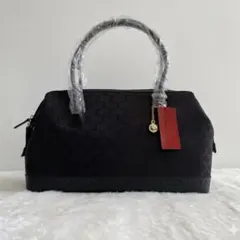 【新品未使用】ロベルタディカメリーノ ハンドバッグ ジャガード モノグラム 黒のサムネイル