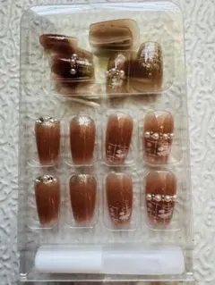 ブラウン系グラデーションネイルチップ 24個セット