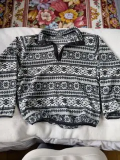 80s 90s LLBEAN エルエルビーン スナップT総柄 フリース