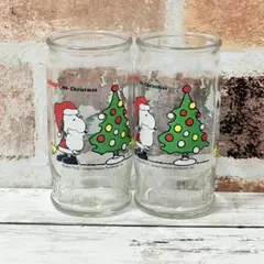 スヌーピー　レトロ　グラス　クリスマス