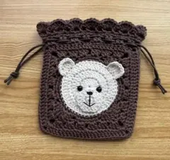 ハンドメイド 巾着袋 くま