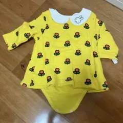 ミッフィー　花柄イエローロンパース 70-80