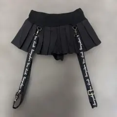 y2k 当時物　超ミニ　サスペンダー付きプリーツショートパンツ　黒のサムネイル