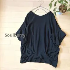 ＊美品＊Soulberry ドルマンスリーブドッキングシャツ プルオーバー 黒Lのサムネイル