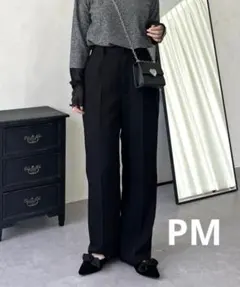 prose verse ハイウエストスリムストレートタックパンツ　ブラック　PM