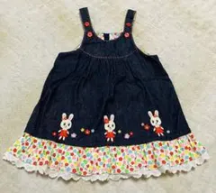 MIKIHOUSE うさこデニムジャンパースカート　90cm