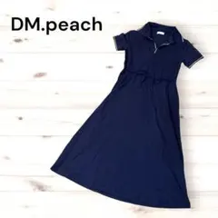 s.1601【DM.Peach】ポロワンピース 半袖 ネイビー 膝丈 スポーティ