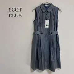 スコットクラブ ワンピース ひざ丈 ノースリーブ ドレス 光沢 レトロ 90s