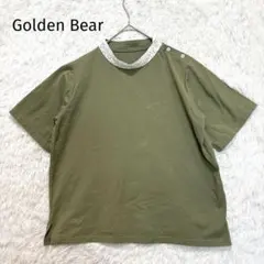 【ゴールデンベア】半袖カットソー　Tシャツ　カーキ　レース襟　肩ボタン　トップスのサムネイル