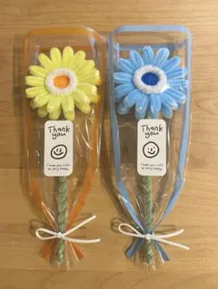 モールフラワー＊ガーベラブーケ＊枯れない花束＊2本＊ライトイエローライトブルー＊