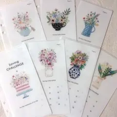 バインダー貯金 韓国 リフィル 7枚 A6用【sweet bouquet2】