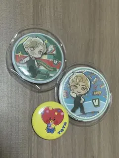BTS V テテ BT21 TATA 缶バッジ 3点セット保護ケース付き
