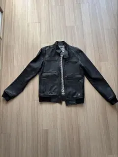 volcom 黒 レザー ライダースジャケット　ボルコム