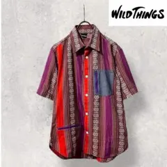 希少rare WILD THINGS クレイジーパターン 半袖シャツ ジャガードのサムネイル