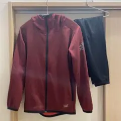 adidas フリースジャージ上下セット 赤　セットアップ
