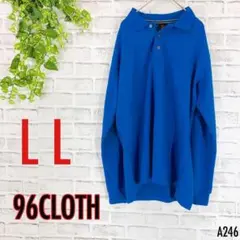 【美品】96CLOTH ポロシャツ ニット LL ゆったりシルエット 青 大きめ