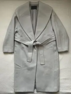 Spick & Span ショールカラー ウールロングコート 38 ライトグレー