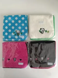 アドベンチャーワールド パンダ刺繍 タオルハンカチ 4枚セット