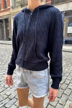 Brandy Melville AYLA CABLE KNIT HOODIE