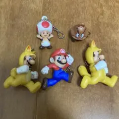 スーパーマリオ　マリオ＊キノピオ＊キツネルイージ2＊クリボーフィギュア5点セット