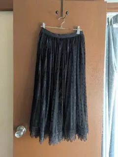 レース ロング スカート 黒
