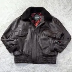 美品 90s G-1 フライトレザージャケット ダークブラウン L 襟ボア 羊革