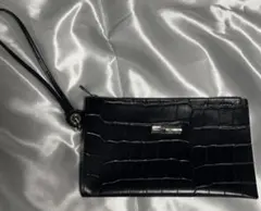 SAINT LAURENT クロコダイルエンボスレザー ブラック 二つ折り財布