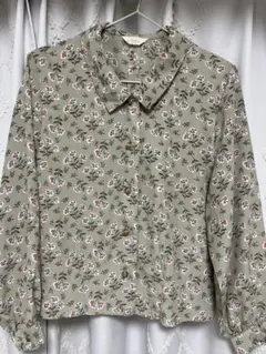 花柄 ブラウス ミントグリーン 古着