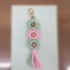 マクラメフラワーチャーム キーホルダー