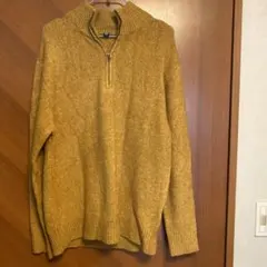 ユニクロ スフレヤーン ハーフジップセーター イエローLサイズ