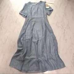 MOHOMO 半袖 ロングワンピース パフ袖 水色 新品 春夏