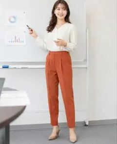 ☀️ハニーサックルローズ タック入り テーパードパンツ S オレンジ テラコッタのサムネイル
