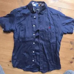 BLACK LABEL BURBERRY 半袖シャツ L ネイビー
