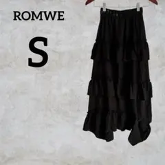 ROMWE 【S】ブラック フレアスカート ロングスカート 黒 かわいい