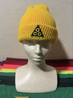 極美品 レアカラー NIKE ACG ビーニー ニット帽 イエロー ブラック
