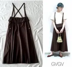 GVGV みもれ丈 サスペンダー付き ロング スカート 日本製のサムネイル