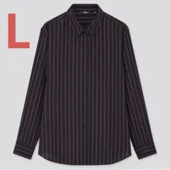 【未使用】UNIQLO⭐︎レーヨンストライプブラウス⭐︎ネイビー⭐︎Lサイズ