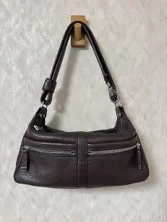 TOD'S トッズ レザー ハンドバッグ ダークブラウン